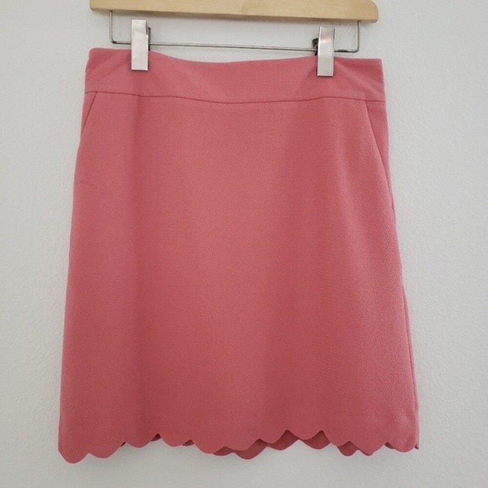 Ann Taylor Skirt Scalloped Hem 6 Coral Orange Classic Business Casual Dainty